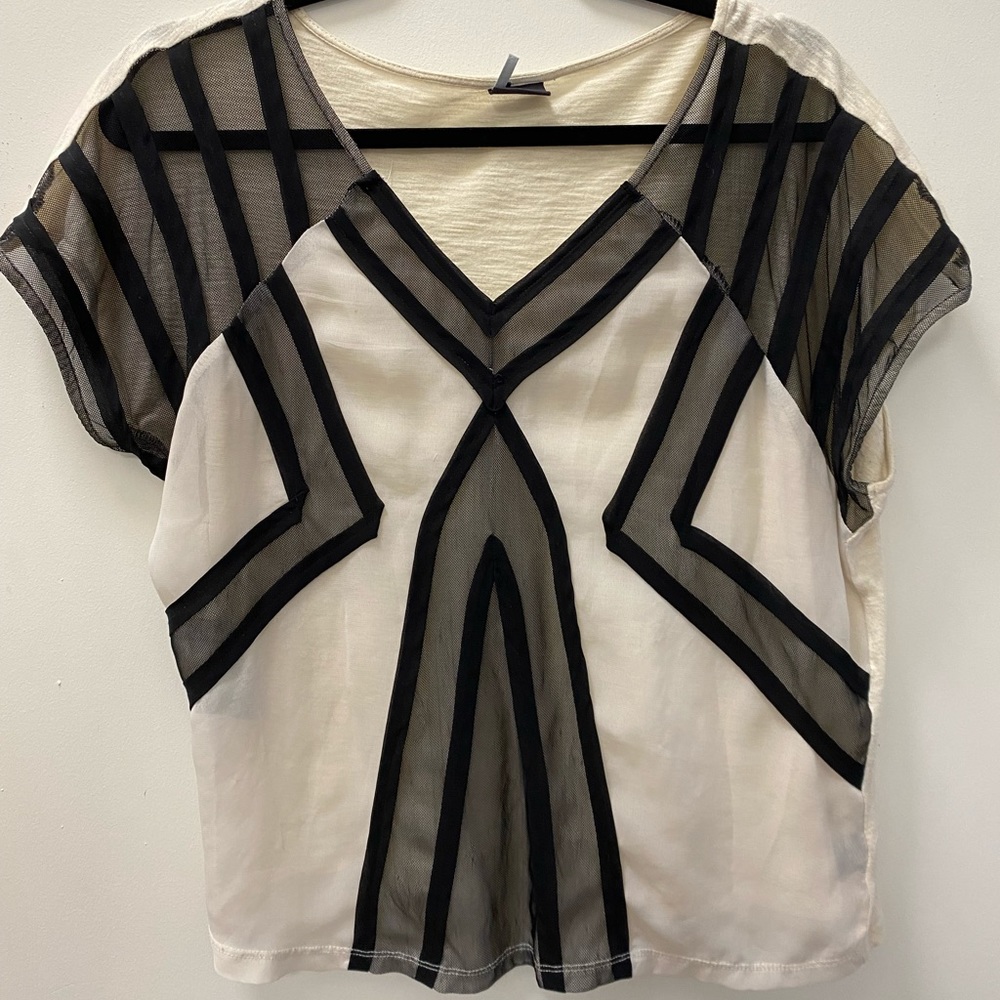 Sparkle and fade black and beige cropped top